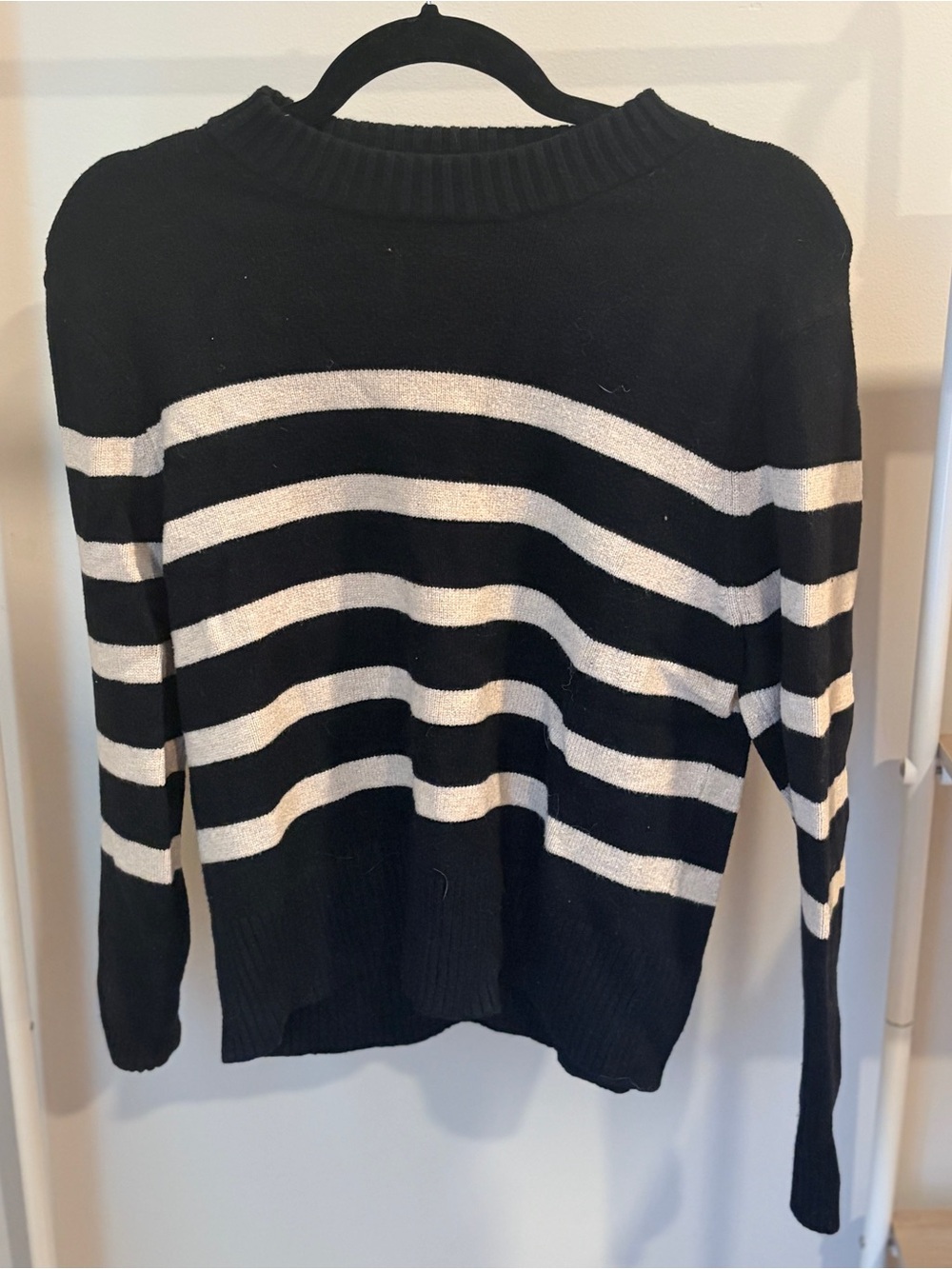 a new day Black & White Striped Crewneck Sweater